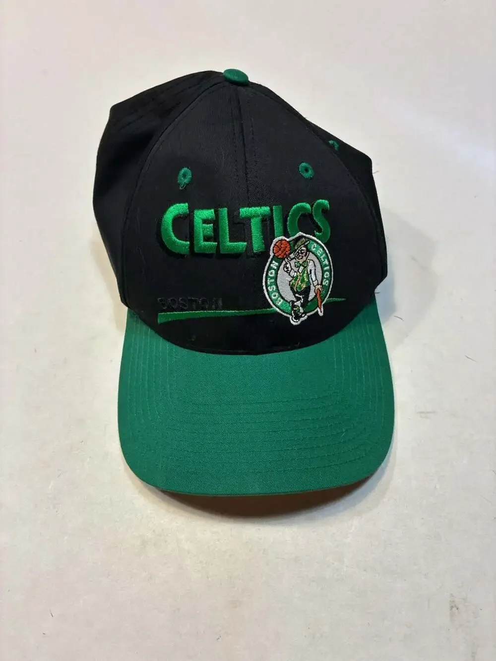 Vintage Boston Celtics Twins Enterprise Embroidered Spellout Snapback Hat